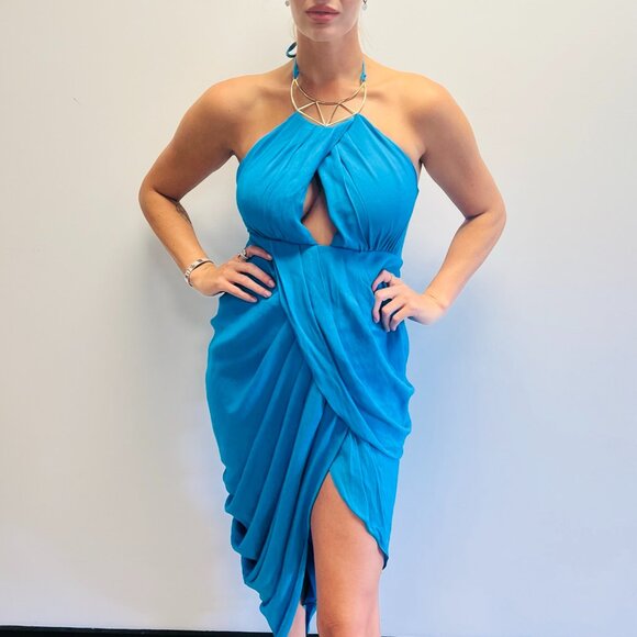 NWT, Asymmetrical dress in blue, size S & M & L - Picture 1 of 4